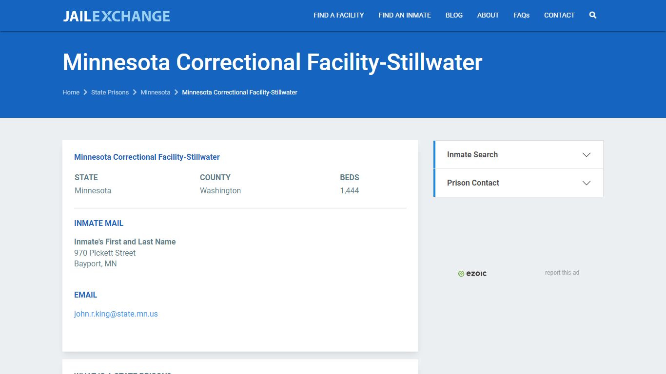 Minnesota Correctional Facility-Stillwater Prisoner Search ...