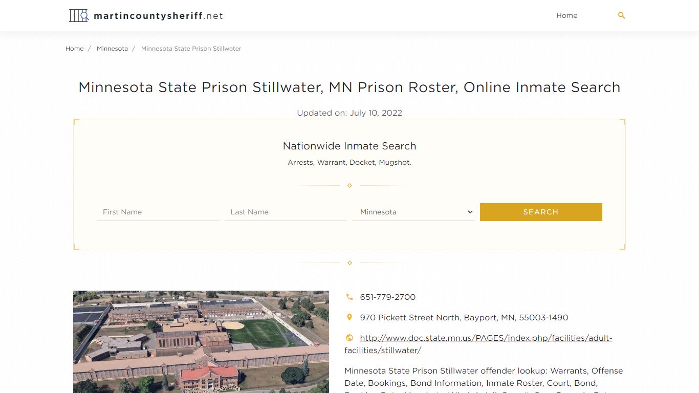 Minnesota State Prison Stillwater, MN Prison Roster ...